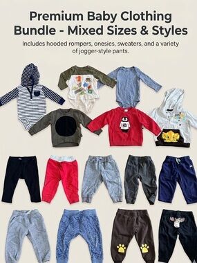 Multibrand bundle size 12M- Disney, H&M, Carter’s Boy pants, tops, onesies